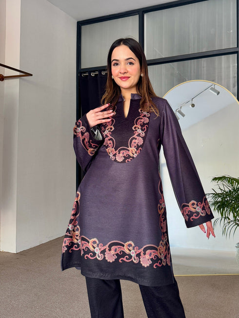 Midnight Mirage Woollen Kurta Set